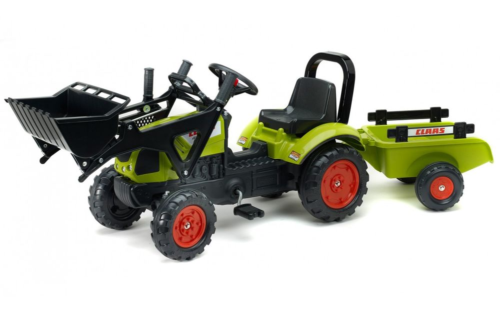 Детский трактор на педалях с прицепом и передним ковшом FALK 2040AM Claas Arion (цвет- зеленый)
