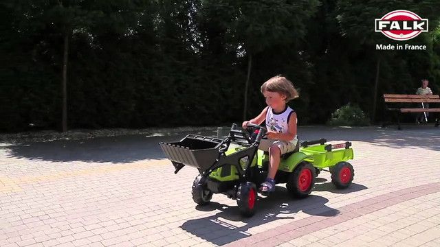Дитячий трактор на педалях з причепом і переднім ковшем FALK 2040AM Claas Arion (колір - зелений)
