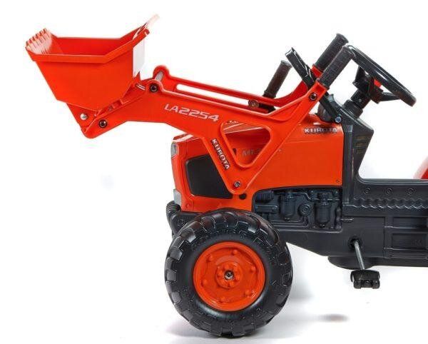 Дитячий трактор на педалях з причепом і переднім ковшем Falk 2060 AM KUBOTA (колір - помаранчевий)