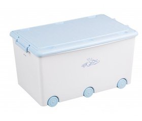 Ящик для зберігання іграшок Tega baby Rabbits White-blue, з кришкою на колесах, білий (KR-010-103)