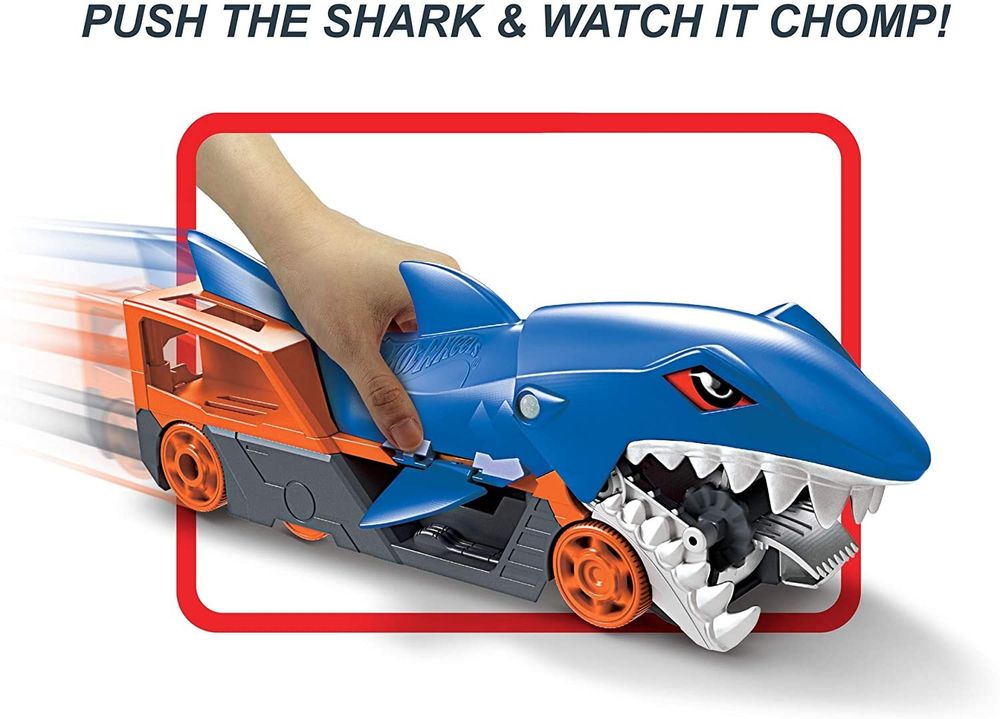 Машинка Хот Вілс Акула Транспортер Автовоз Hot Wheels Shark Chomp Transporter