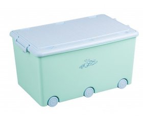 Ящик для іграшок Tega baby Rabbits, з кришкою на колесах, бірюзовий (KR-010-105)
