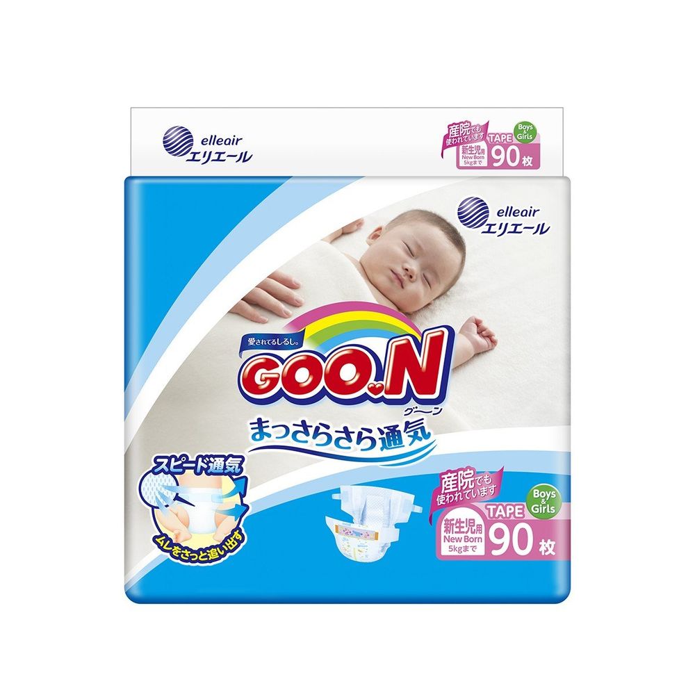 Подгузники GOO.N для новорожденных до 5 кг (размер SS, на липучках, унисекс, 90 шт)