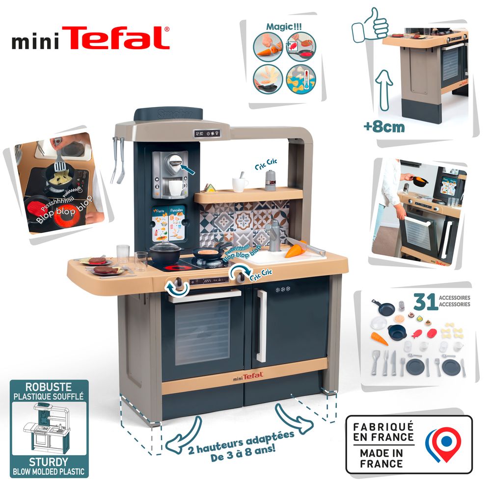 Интерактивная кухня Smoby Tefal "Тефаль Эволюшн" с регулировкой высоты, эф. кипение, аксесс., 3+ 312308