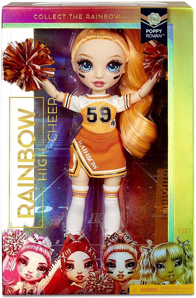 Лялька Рейнбоу Хай Поппі Rainbow High Cheer Poppy Rowan Orange Fashion Doll with Pom Poms, Cheerleader