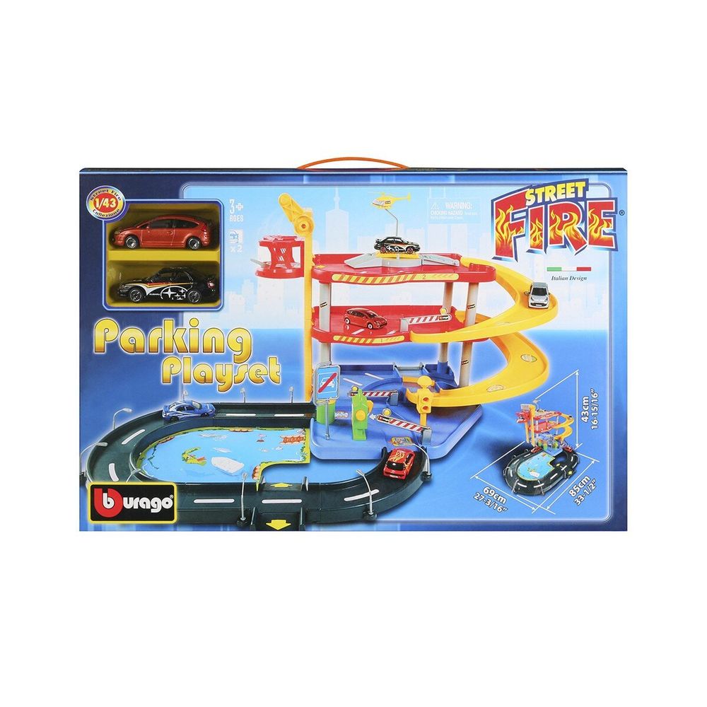 Игровой набор Гараж ( 3 уровня, 2 машинки , 1:43 ) Bburago Street Fire Parking Playset 18-30025