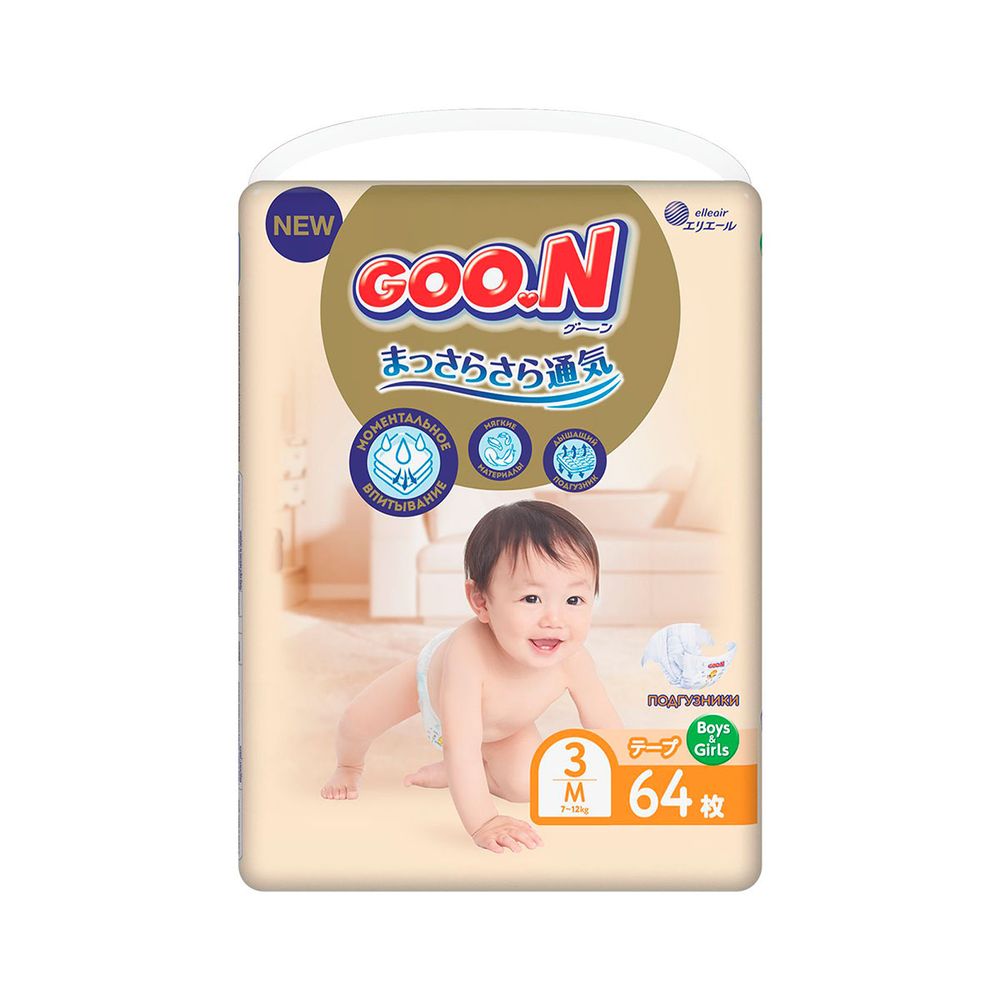 Підгузки Goo.N Premium Soft для дітей (M, 7-12 кг, 64 шт) 863224