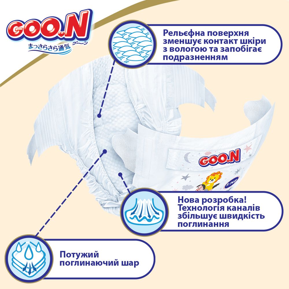 Підгузки Goo.N Premium Soft для дітей (L, 9-14 кг, 52 шт) 863225