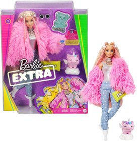 Лялька Барбі Екстра Стильна Модниця - Barbie Extra Style Doll №3 Fluffy Pink Jacket блондинка GRN28