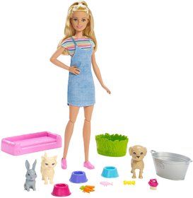 Лялька Барбі зі домашніми улюбленцями Купай та грай Barbie Play ‘n’ Wash Pets Playset with Blonde Doll  FXH11