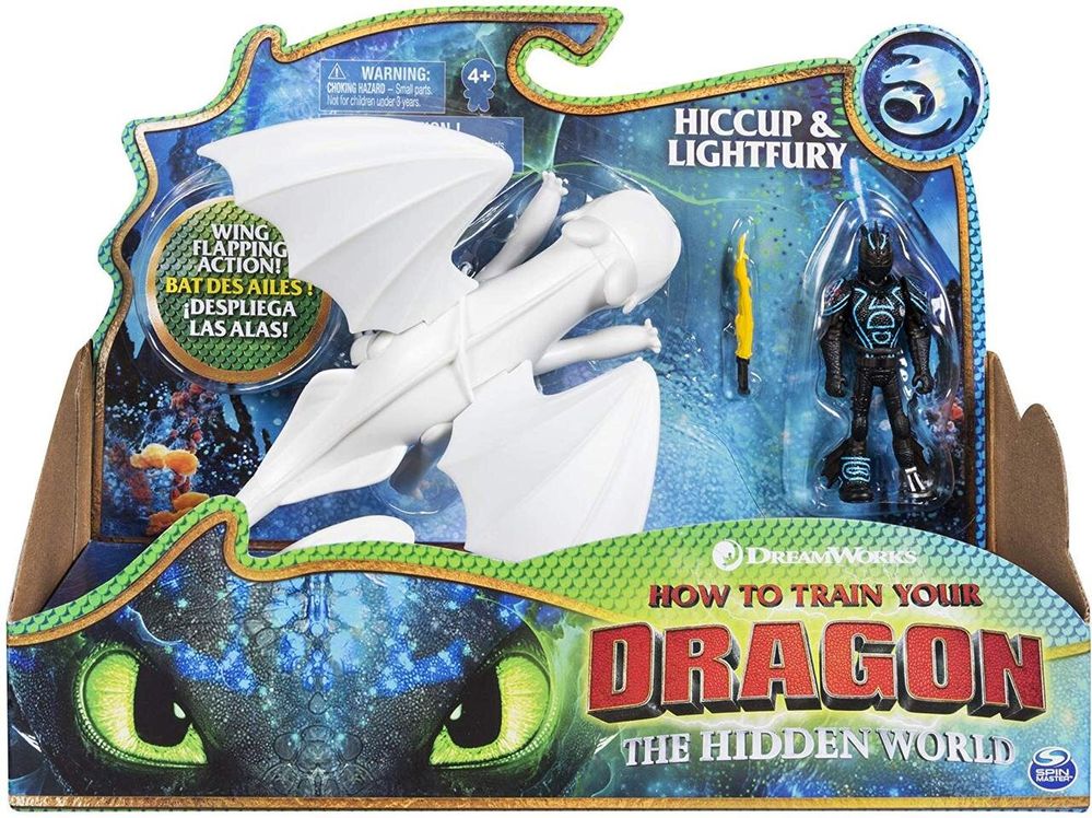 Дракон Дневная Фурия и виккинг Иккинг Dreamworks Dragons Lightfury and Hiccup Dragon with Armored Viking