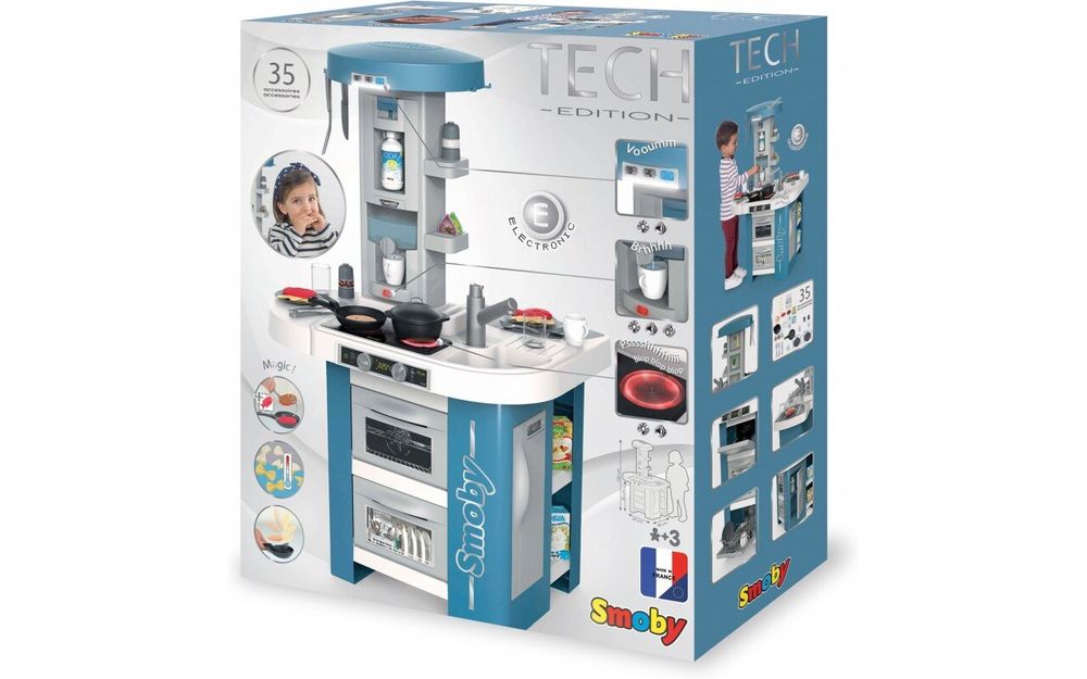 Дитяча Інтерактивна Кухня Тек Едишн Smoby Toys Tech Edition зі звуком, світлом і аксесуарами 311049