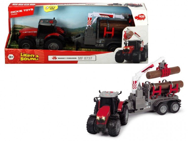 Трактор «Меси Фергюсон 8737» для перевозки древесины с прицепом, 42 см 3+ Dickie Toys Massey Ferguson 3737003