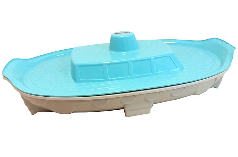 Пісочниця-басейн кораблик Doloni Toys з кришкою 1505х784х380 мм сіро-бірюзова 03355/4