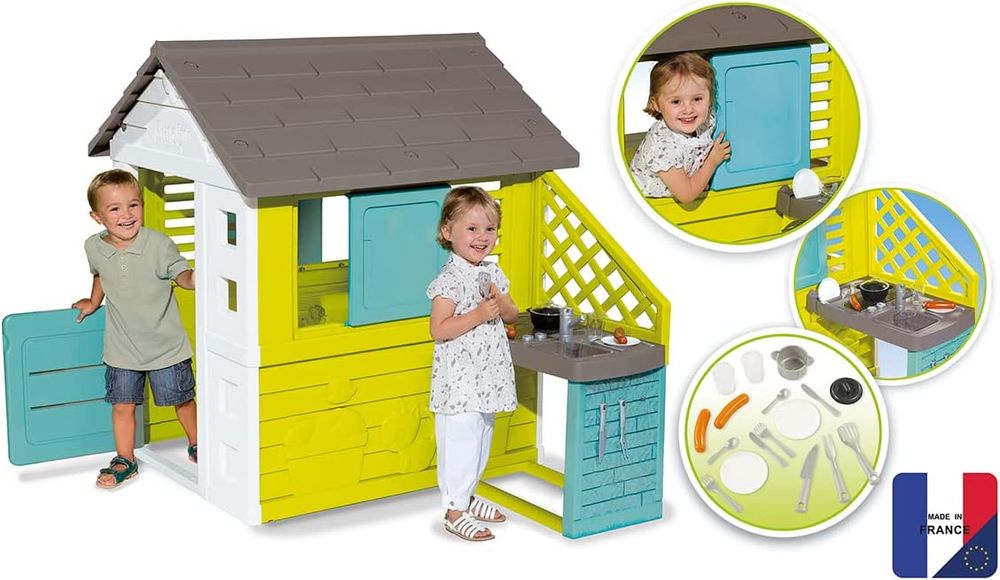 Ігровий Будиночок Smoby Toys Maison Pretty Райдужний з літньою кухнею 810722