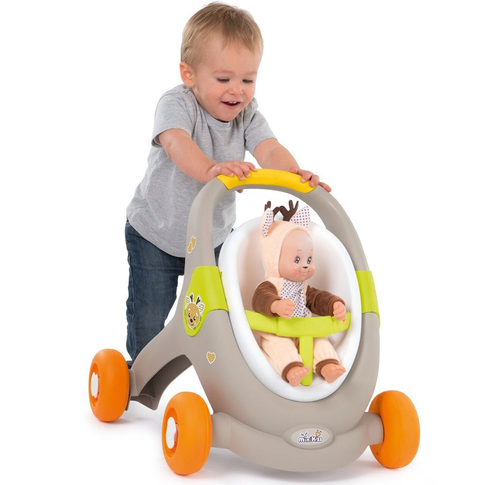 Ходунки-коляска для ляльок Smoby Minikiss Animal Baby 3 в 1 210206