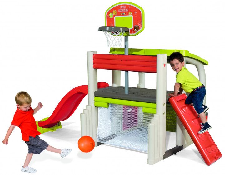 Ігровий центр Smoby Toys "Розваги" з баскетбольним кошиком, футбольними воротами, гіркою 840203