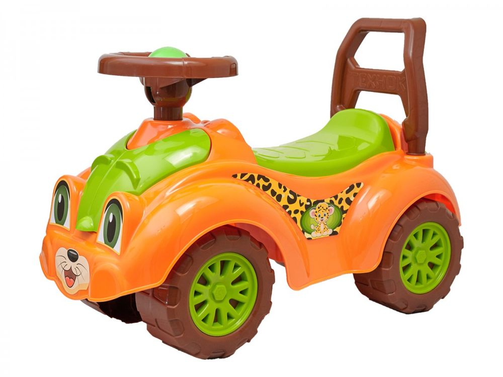 Дитяча машинка-каталка "Автомобіль для прогулянок ТехноК", толокар Леопардик помаранчевий арт. 3268