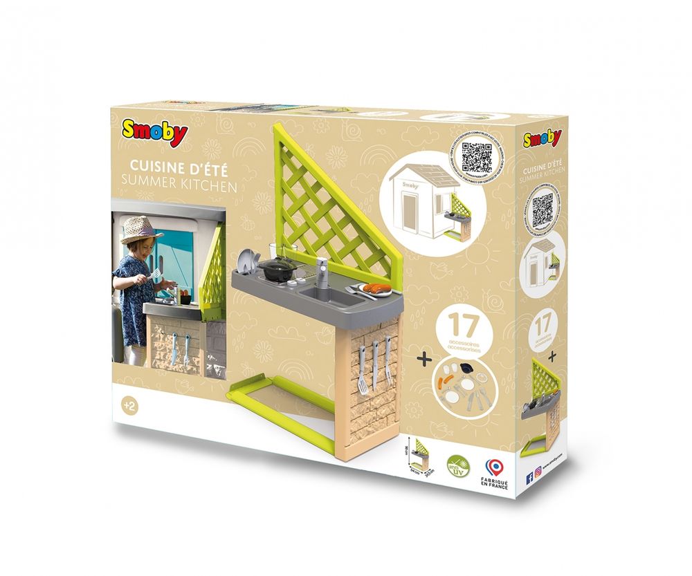 Летняя кухня для дома Smoby Toys с аксессуарами Зеленая (810918)
