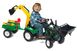 Дитячий трактор на педалях з причепом, переднім та заднім ковшами Falk 2052CN RANCH (колір - зелений)